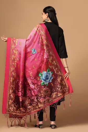 Digital print assam silk dupatta for women and girls to wear on gown chaniya choli kurti etc