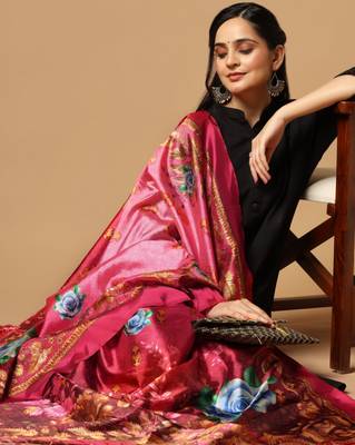 Digital print assam silk dupatta for women and girls to wear on gown chaniya choli kurti etc 4