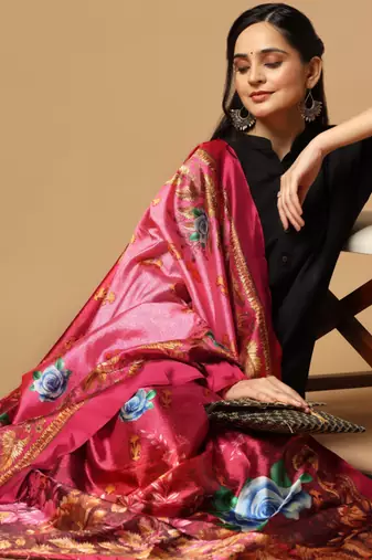 Digital print assam silk dupatta for women and girls to wear on gown chaniya choli kurti etc