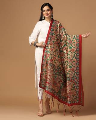 Digital print assam silk dupatta for women and girls to wear on gown chaniya choli kurti etc 1