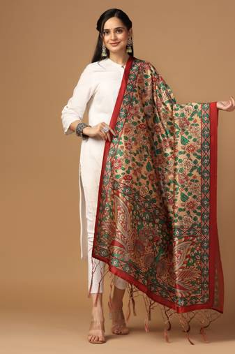 Digital print assam silk dupatta for women and girls to wear on gown chaniya choli kurti etc
