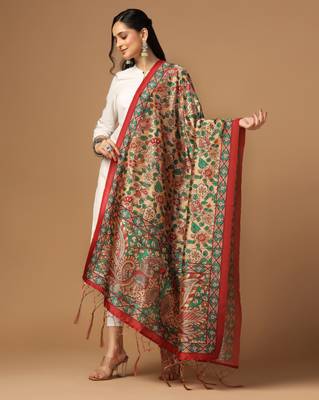 Digital print assam silk dupatta for women and girls to wear on gown chaniya choli kurti etc 2