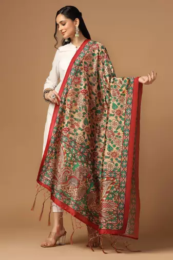 Digital print assam silk dupatta for women and girls to wear on gown chaniya choli kurti etc