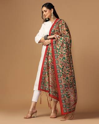 Digital print assam silk dupatta for women and girls to wear on gown chaniya choli kurti etc 3