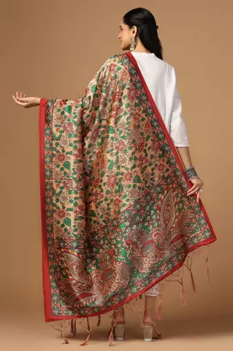 Digital print assam silk dupatta for women and girls to wear on gown chaniya choli kurti etc