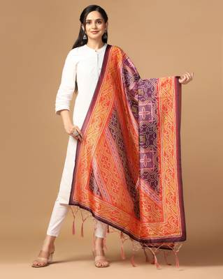 Digital print assam silk dupatta for women and girls to wear on gown chaniya choli kurti etc 1