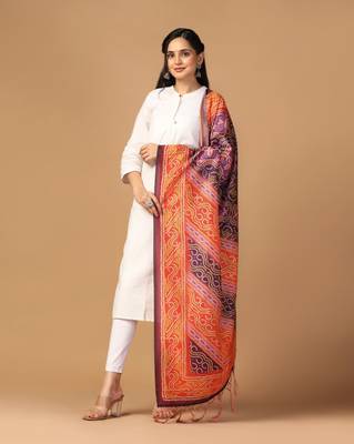 Digital print assam silk dupatta for women and girls to wear on gown chaniya choli kurti etc 2