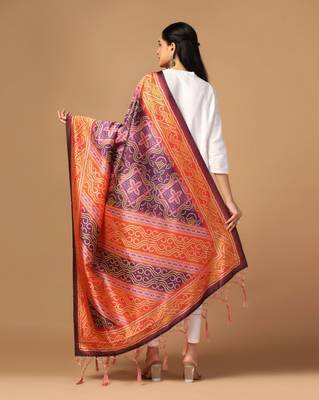 Digital print assam silk dupatta for women and girls to wear on gown chaniya choli kurti etc 3