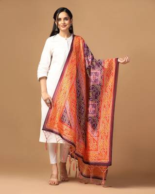 Digital print assam silk dupatta for women and girls to wear on gown chaniya choli kurti etc 4