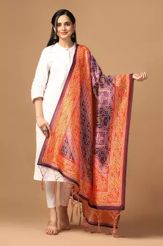 Digital print assam silk dupatta for women and girls to wear on gown chaniya choli kurti etc