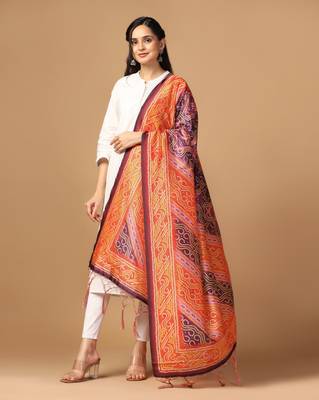 Digital print assam silk dupatta for women and girls to wear on gown chaniya choli kurti etc 5