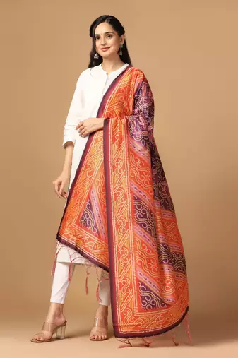 Digital print assam silk dupatta for women and girls to wear on gown chaniya choli kurti etc