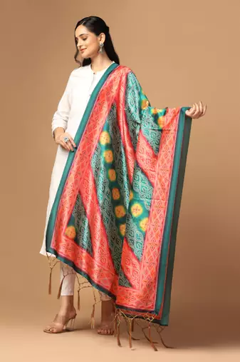 Digital print assam silk dupatta for women and girls to wear on gown chaniya choli kurti etc