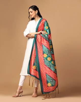 Digital print assam silk dupatta for women and girls to wear on gown chaniya choli kurti etc 3