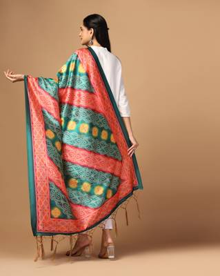Digital print assam silk dupatta for women and girls to wear on gown chaniya choli kurti etc 4