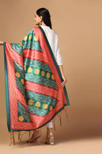 Digital print assam silk dupatta for women and girls to wear on gown chaniya choli kurti etc