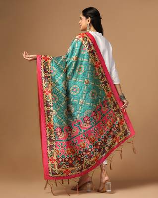 Digital print assam silk dupatta for women and girls to wear on gown chaniya choli kurti etc 3