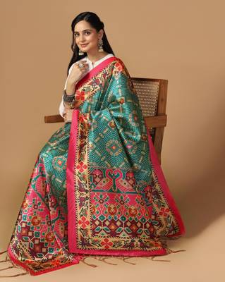 Digital print assam silk dupatta for women and girls to wear on gown chaniya choli kurti etc 5