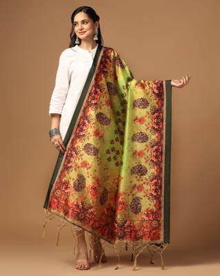 Digital print assam silk dupatta for women and girls to wear on gown chaniya choli kurti etc 1