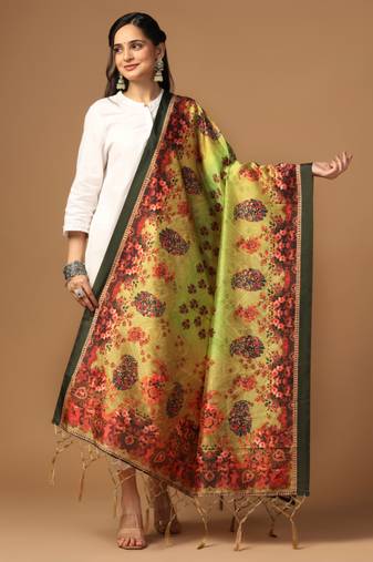 Digital print assam silk dupatta for women and girls to wear on gown chaniya choli kurti etc