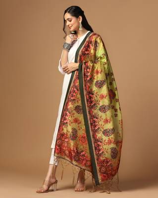 Digital print assam silk dupatta for women and girls to wear on gown chaniya choli kurti etc 2