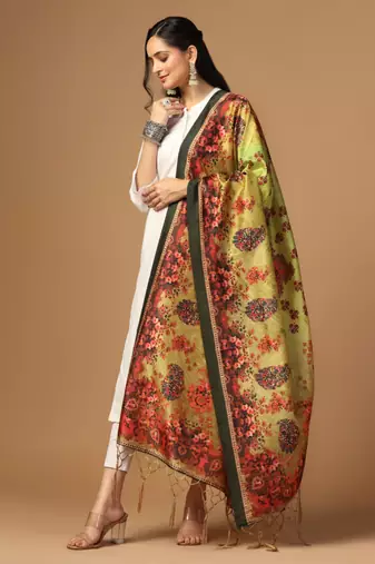 Digital print assam silk dupatta for women and girls to wear on gown chaniya choli kurti etc