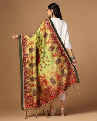 Digital print assam silk dupatta for women and girls to wear on gown chaniya choli kurti etc 3