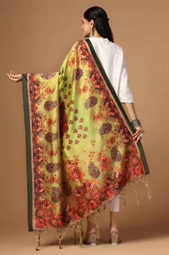 Digital print assam silk dupatta for women and girls to wear on gown chaniya choli kurti etc