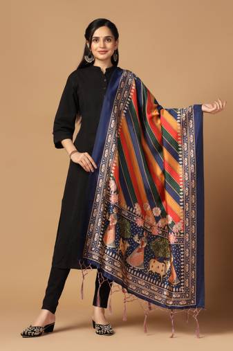 Digital print assam silk dupatta for women and girls to wear on gown chaniya choli kurti etc