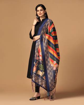 Digital print assam silk dupatta for women and girls to wear on gown chaniya choli kurti etc 2