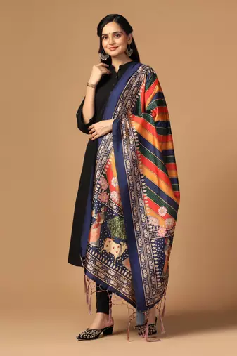 Digital print assam silk dupatta for women and girls to wear on gown chaniya choli kurti etc