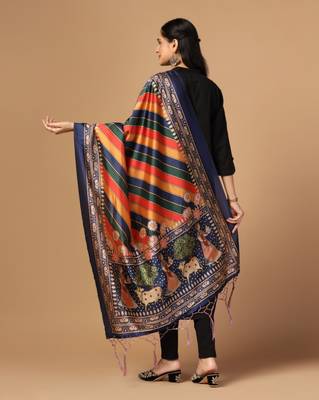 Digital print assam silk dupatta for women and girls to wear on gown chaniya choli kurti etc 3