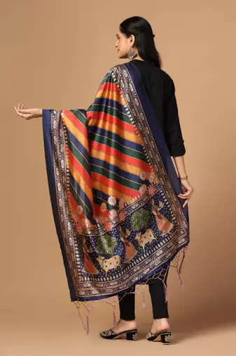 Digital print assam silk dupatta for women and girls to wear on gown chaniya choli kurti etc
