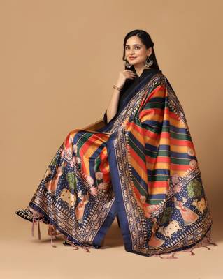 Digital print assam silk dupatta for women and girls to wear on gown chaniya choli kurti etc 4