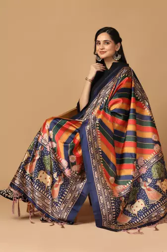 Digital print assam silk dupatta for women and girls to wear on gown chaniya choli kurti etc