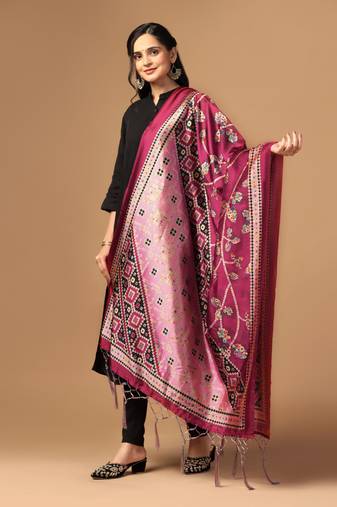 Digital print assam silk dupatta for women and girls to wear on gown chaniya choli kurti etc