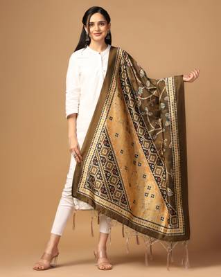 Digital print assam silk dupatta for women and girls to wear on gown chaniya choli kurti etc 1