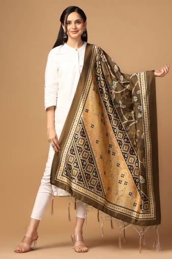 Digital print assam silk dupatta for women and girls to wear on gown chaniya choli kurti etc
