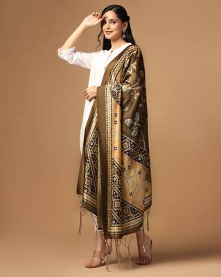 Digital print assam silk dupatta for women and girls to wear on gown chaniya choli kurti etc 2