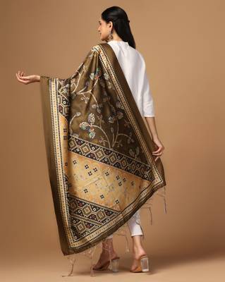 Digital print assam silk dupatta for women and girls to wear on gown chaniya choli kurti etc 3