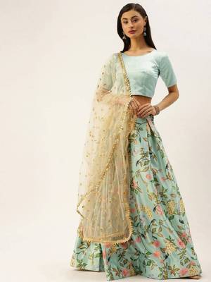 Sea Green Printed Lehenga Set 1