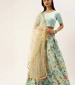Sea Green Printed Lehenga Set