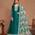 Teal green embroidered art silk semi stitched anarkali suit