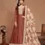 Coffee embroidered art silk semi stitched anarkali suit