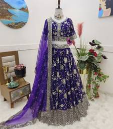 Purple COlour Designer Heavy Embroidery Work Festival Wear Full Stitched Lehenga Choli