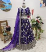 Purple COlour Designer Heavy Embroidery Work Festival Wear Full Stitched Lehenga Choli