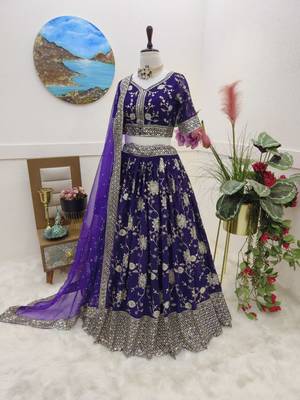 Purple COlour Designer Heavy Embroidery Work Festival Wear Full Stitched Lehenga Choli 3