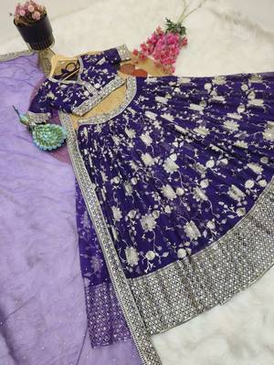 Purple COlour Designer Heavy Embroidery Work Festival Wear Full Stitched Lehenga Choli 5