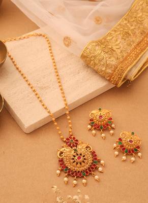 Elephant Carved Multicolored Beaded Necklace and Earrings Set 1