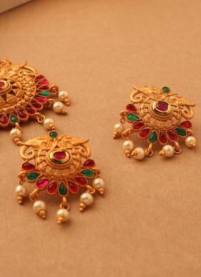 Elephant Carved Multicolored Beaded Necklace and Earrings Set 3